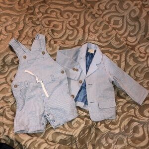 First Impressions Blue and White Seersucker Baby Blazer Set